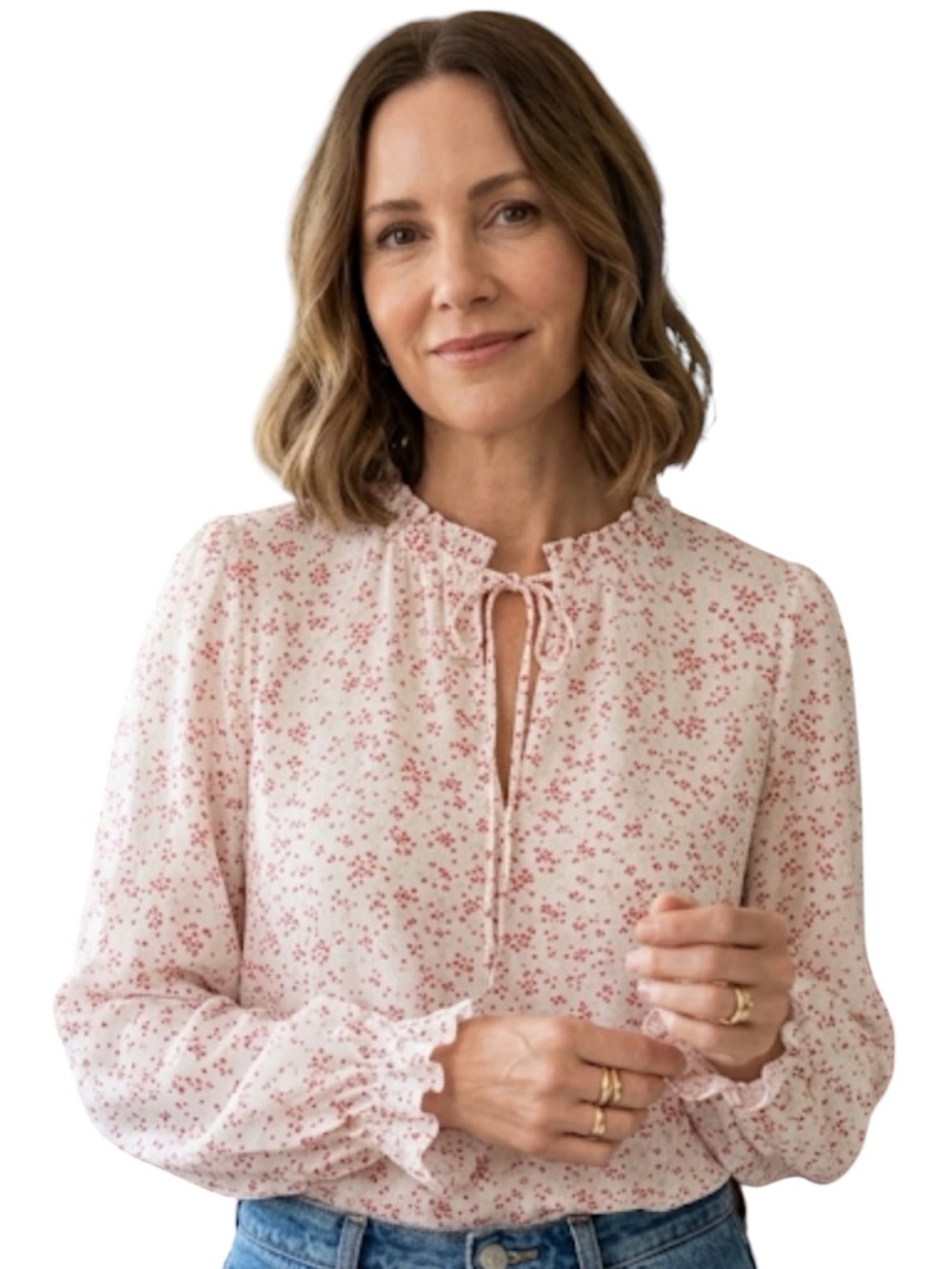 GANNI Georgette Ruffled Sheer Floral Blouse Size 34 US 2 Cottagecore Fairycore
S